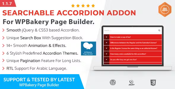 Ultimate Searchable Accordion WPBakery Addon