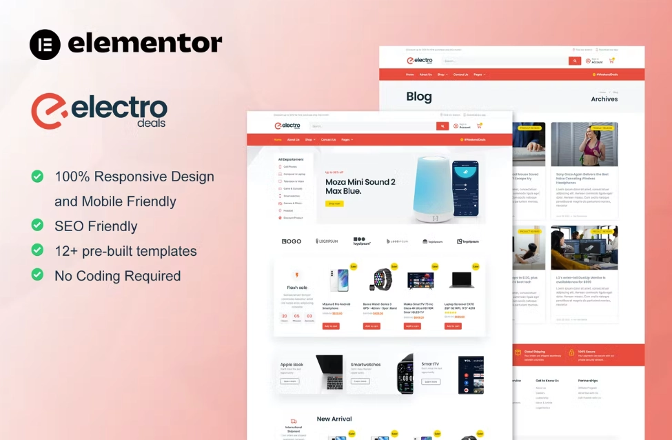 ElectroDeals – Woocommerce Electronic Store Elementor Template