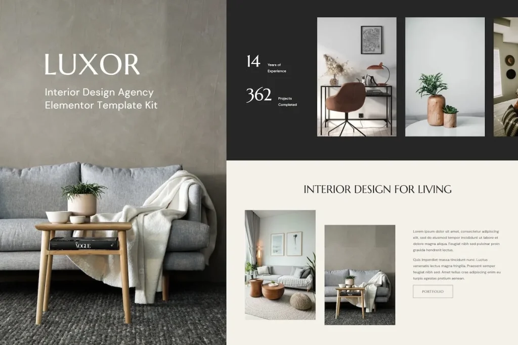 Luxor – Interior Design Agency Elementor Template