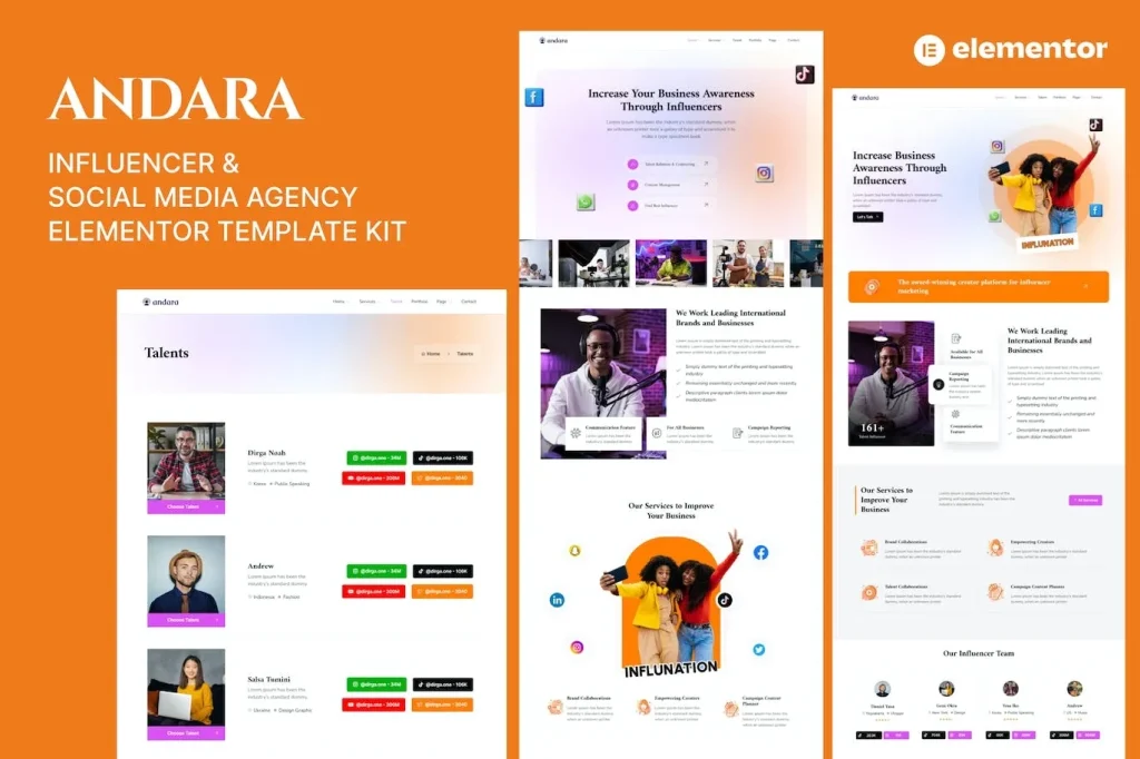 Andara – Influencer & Social Media Agency Template