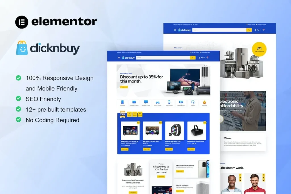 Clicknbuy – Woocommerce Electronic Store Elementor Template