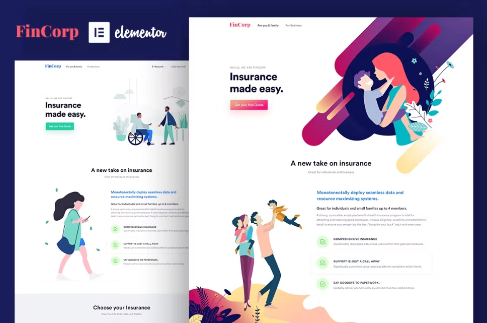 FinCorp – Insurance & Marketing Elementor Template