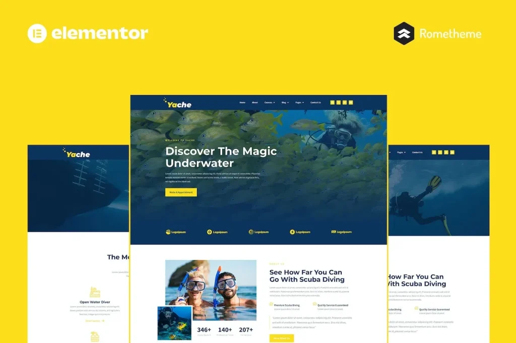 Yache – Scuba Diving Center Elementor Pro Full Site Template