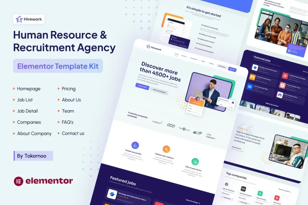 Hirework – Human Resource & Recruitment Agency Elementor Pro Template