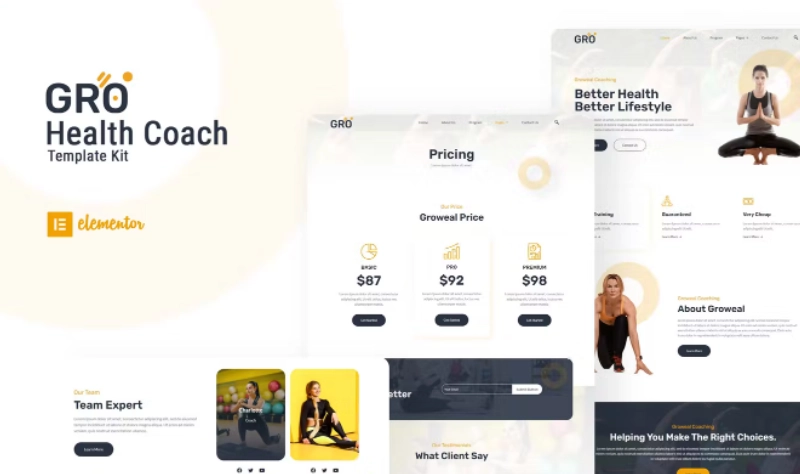 Groweal – Health Coaching Elementor Template