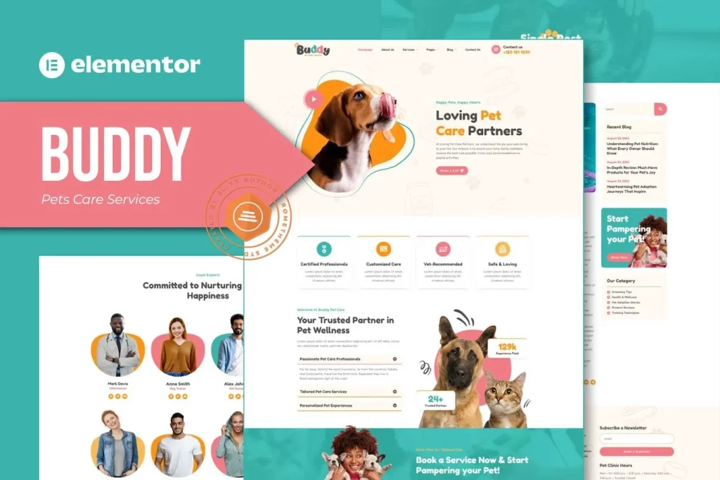 Buddy – Pet Care Services Elementor Template