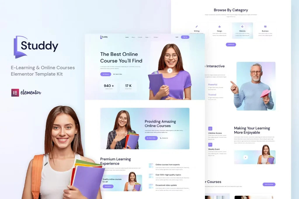 Studdy – E-Learning & Online Courses Elementor Template