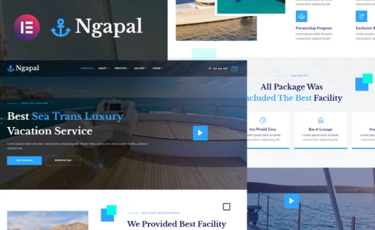 Ngapal – Sea Luxury Yatch Vacation Services Elementor Template