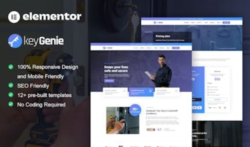 KeyGenie – Locksmith & Key Maker Service Elementor Template