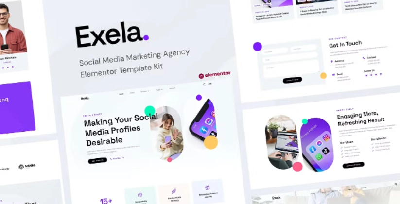 Exela – Social Media Marketing Agency Elementor Template