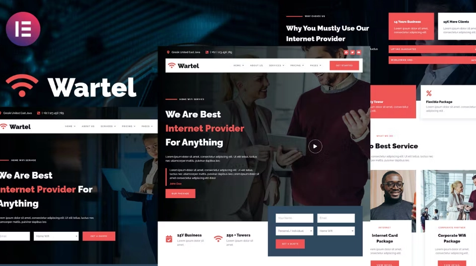 Wartel – Home Wifi & Internet Provider Services Elementor Template