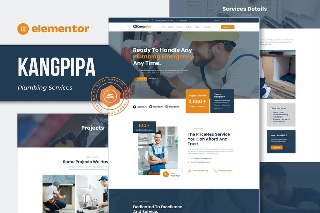 Kangpipa – Plumbing Services Elementor Template