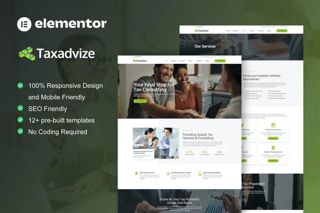 TaxAdvize – Tax Advisor & Financial Consulting Elementor Template