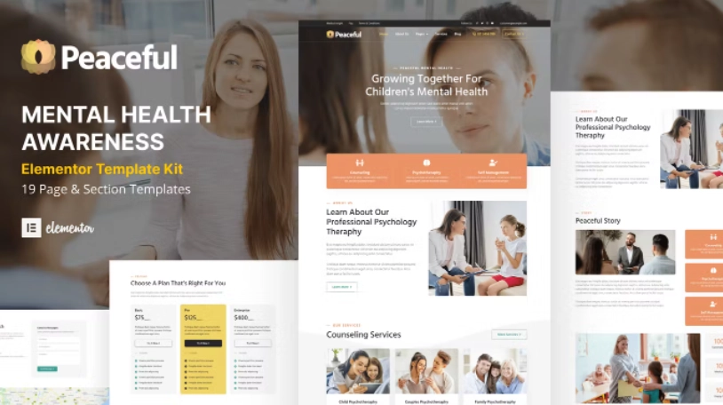 Peaceful – Mental Health Awareness WordPress Elementor Template