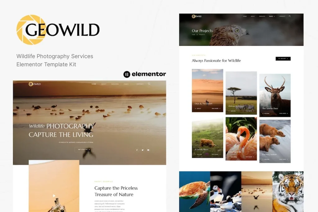 Geowild – Wildlife Photography Services Elementor Template