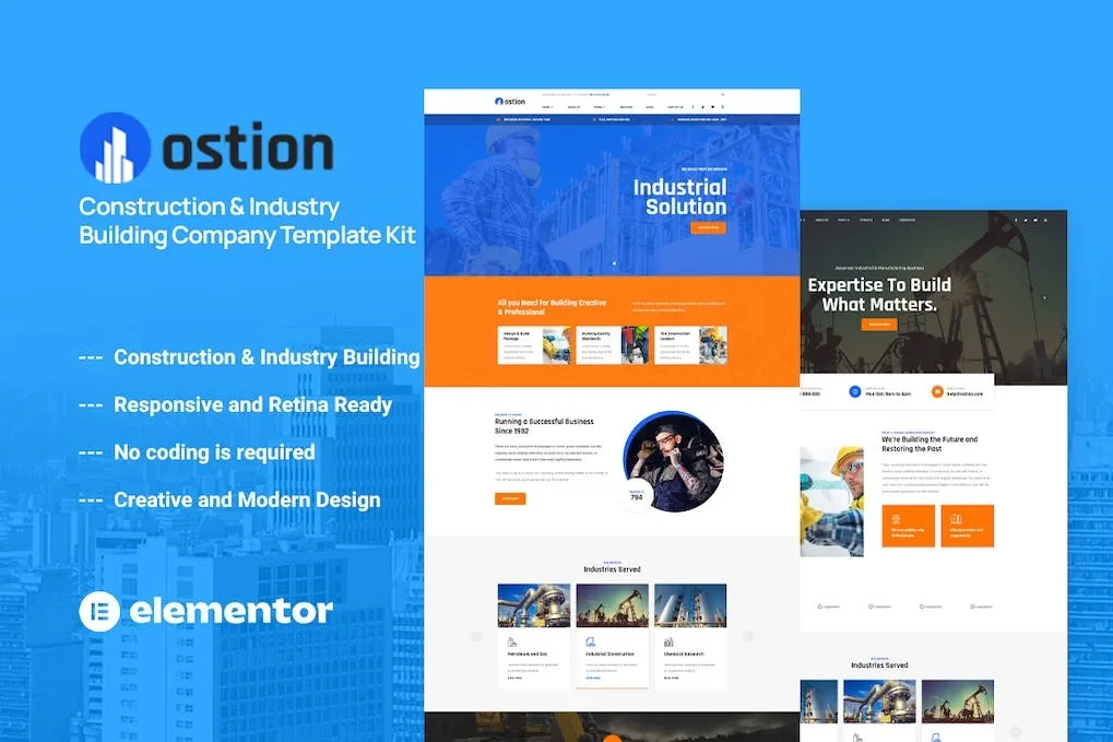 Ostion – Construction & Industry Building Company Template