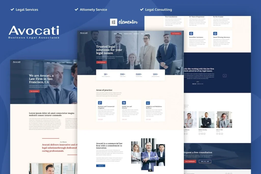Avocati – Law Firm & Attorney Elementor Template