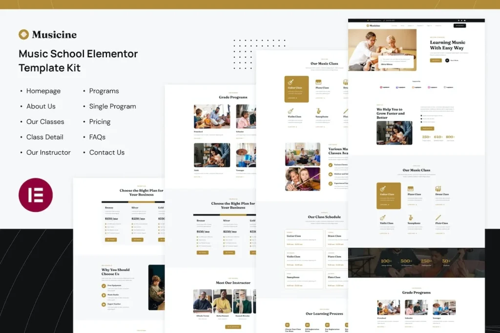 Musicine – Music School Elementor Template