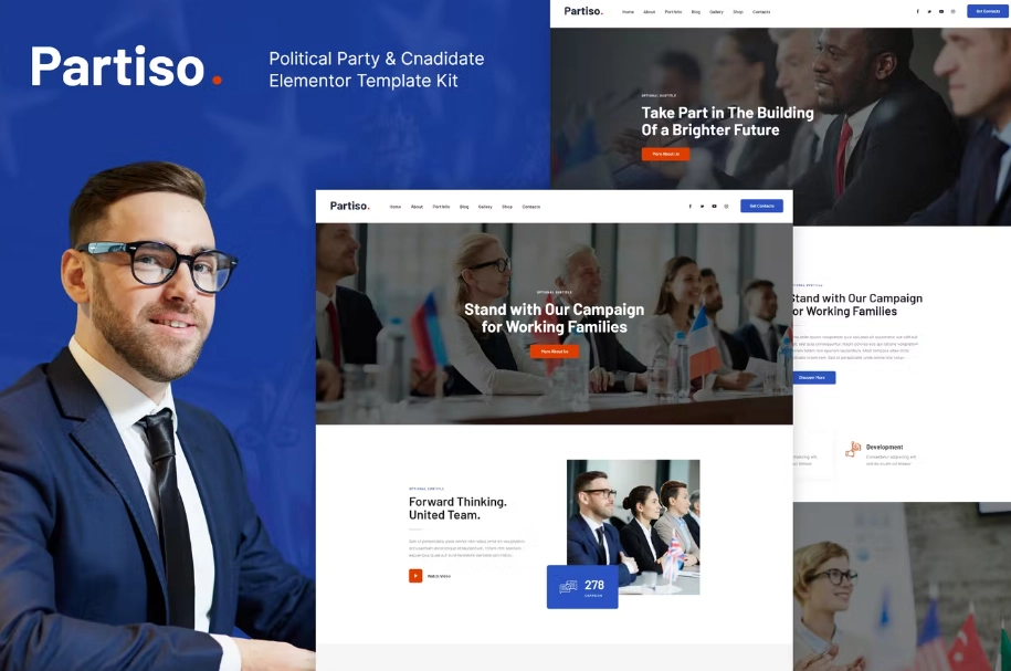 Partiso | Political Party & Candidate Elementor Template