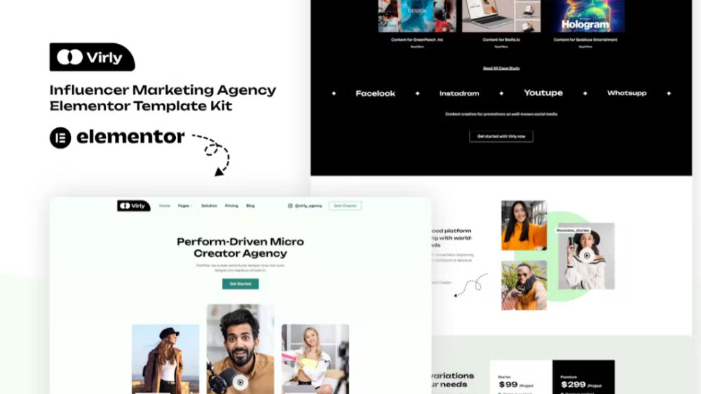 Virly – Influencer Marketing Agency Elementor Template