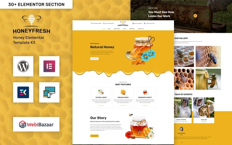 Honeyfresh – Honey Farm & Production Elementor WordPress Template WordPress Theme
