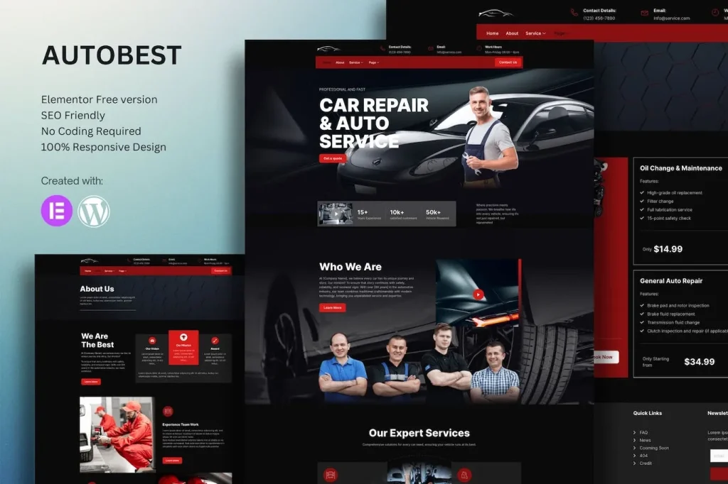 Autobest Car Repair & Auto Service Elementor Template