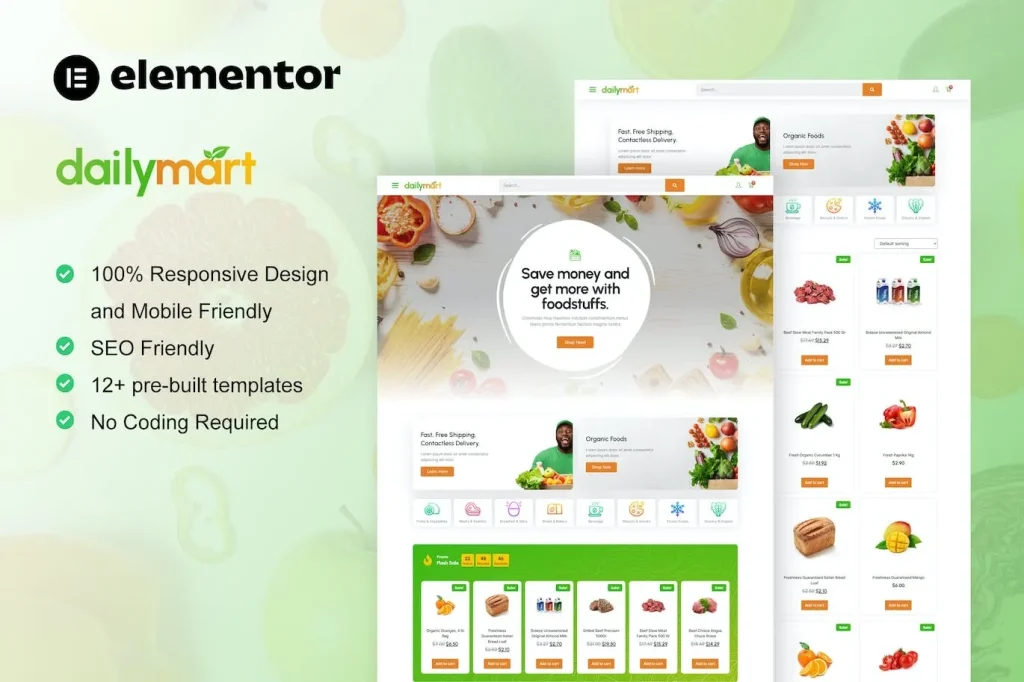 DailyMart – Grocery Store Elementor Template
