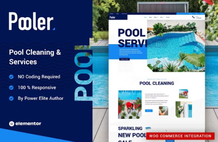 Pooler – Swimming Pool Cleaning Services Elementor Pro Template