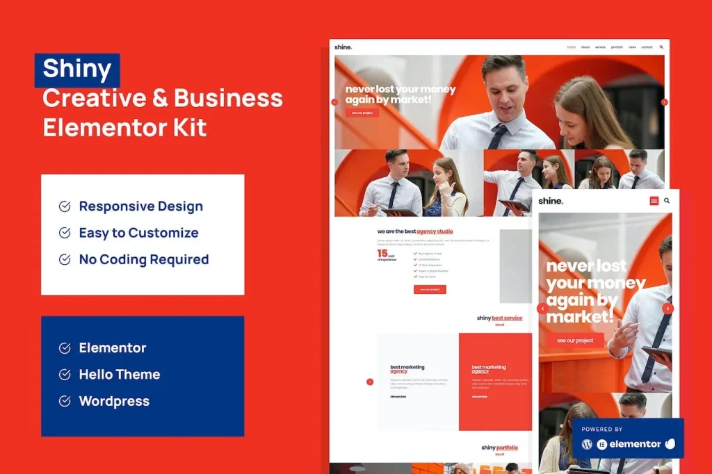 Shiny – Creative Business Agency Elementor Pro Template
