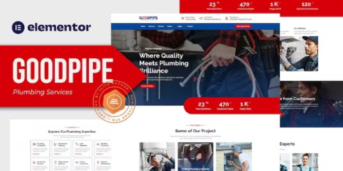 Goodpipe – Plumbing Services Elementor Template