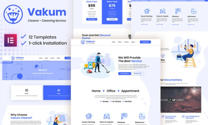 Vakum – Cleaning Service Elementor Template