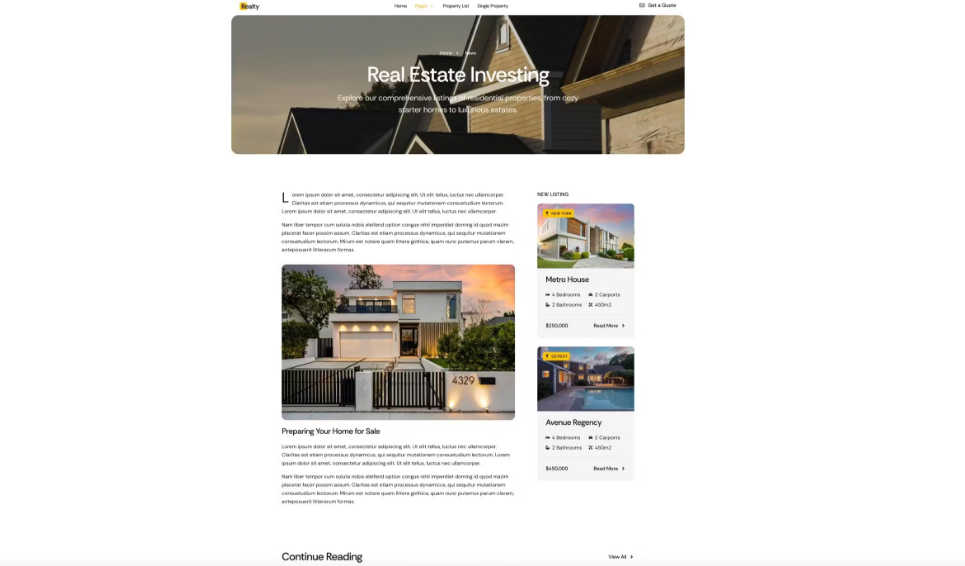 Realtic – Real Estate & Property Listing Elementor Template