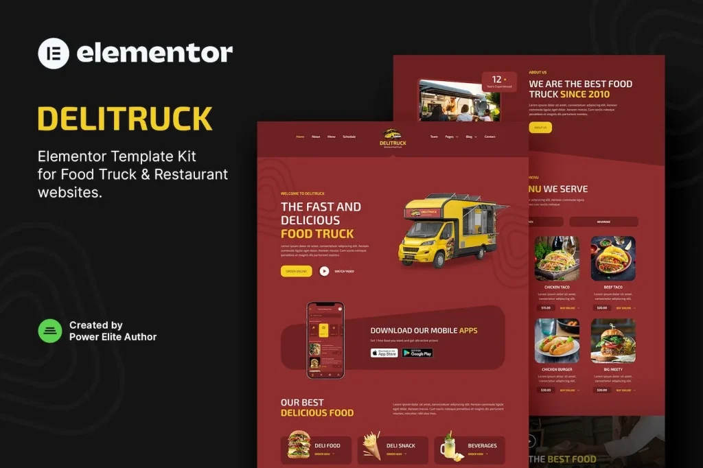 Delitruck – Food Truck & Restaurant Elementor Template