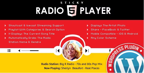 Sticky Radio Player – Full Width Shoutcast and Icecast HTML5 Player