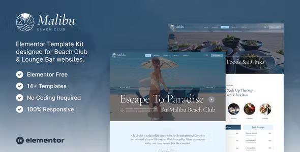 Malibu Beach Club Elementor Template Kit