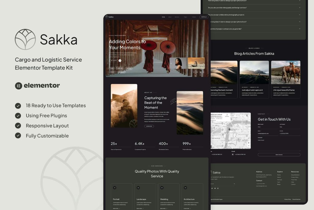 Sakka – Photography Service & Portfolio Elementor Template