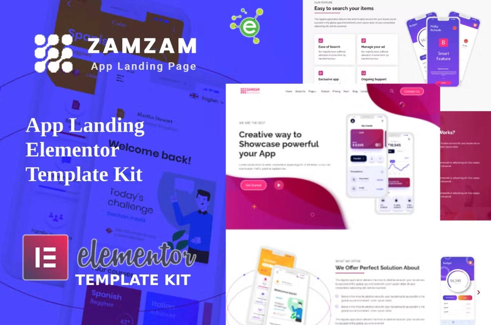 Zamzam – App Landing Elementor Template