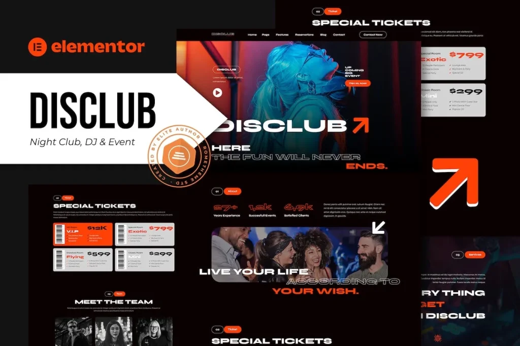 Disclub – Night Club DJ & Events Elementor Pro Template