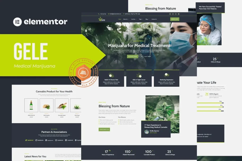 Gele – Medical Marijuana & Medicine Elementor Template