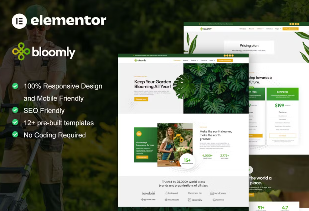 Bloomly – Landscape & Gardening Service Elementor Pro Template