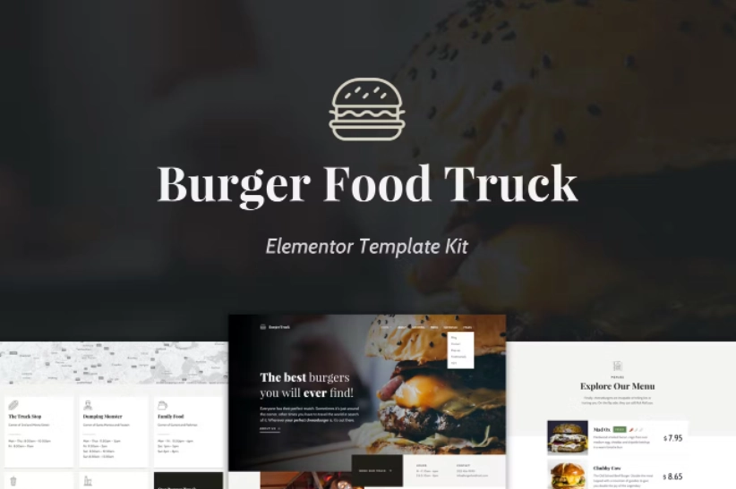 Burger Food Truck – Popup Restaurant Elementor Template