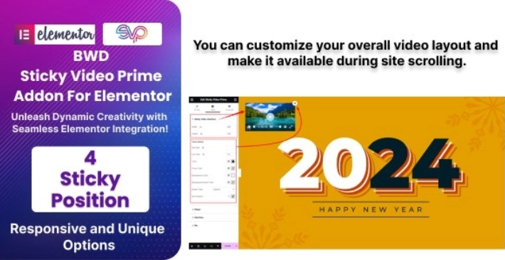 BWD Sticky Video Prime Addon For Elementor