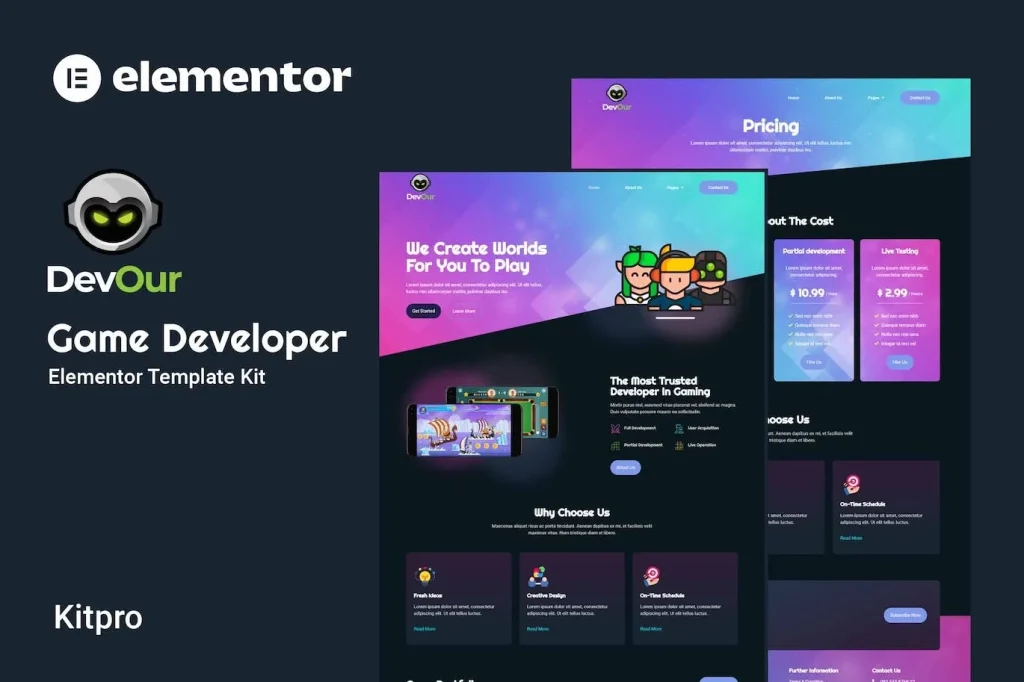 Devour – Game Developer Elementor Template