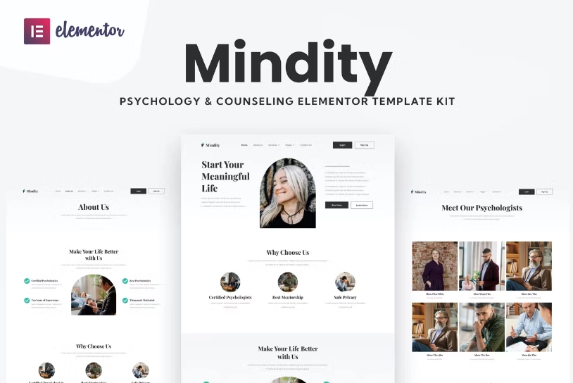 Mindity – Psychologist Teraphist Elementor Template