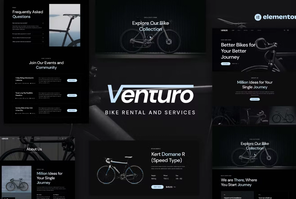 Venturo – Bike Rental and Services Elementor Template