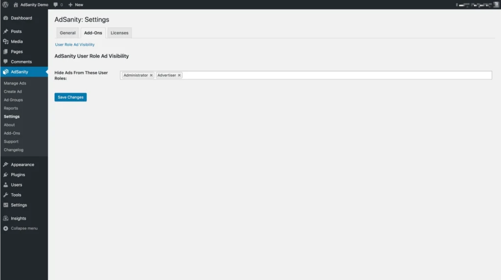 AdSanity – User Role Ad Visibility
