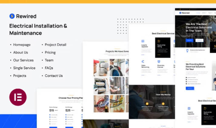Rewired | Electrical Installation & Maintenance Services Elementor Template