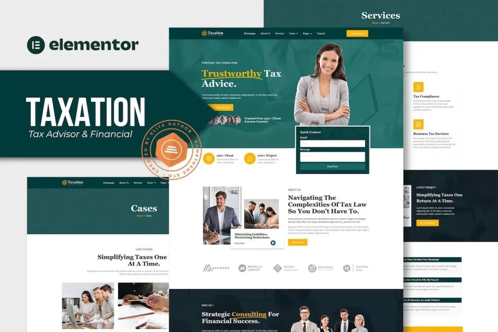 Taxation – Tax Advisor & Financial Consulting Elementor Pro Template