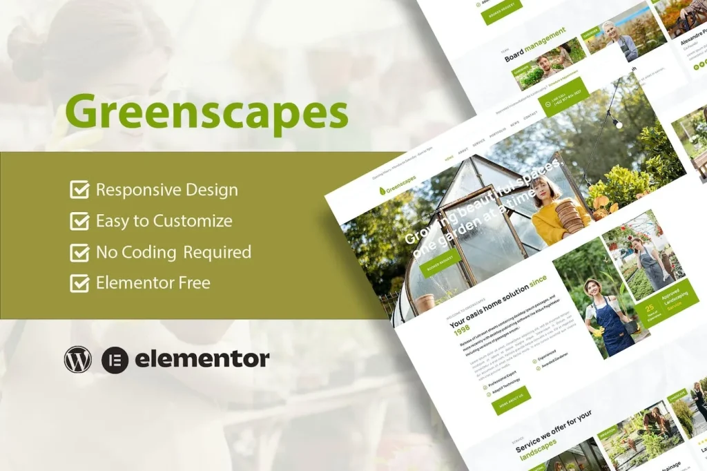 GreenScapes – Garden & Landscape Service Elementor Template