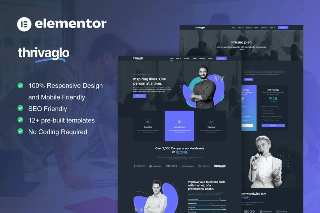 Thrivaglo – Business Coach Elementor Template